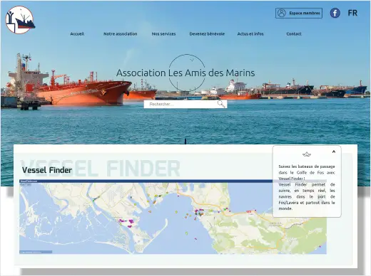 Multilingual website for Les Amis des Marins, created by Webell